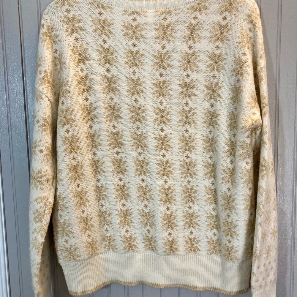 Beautiful Beige with Gold Patterned Women's Sweater.